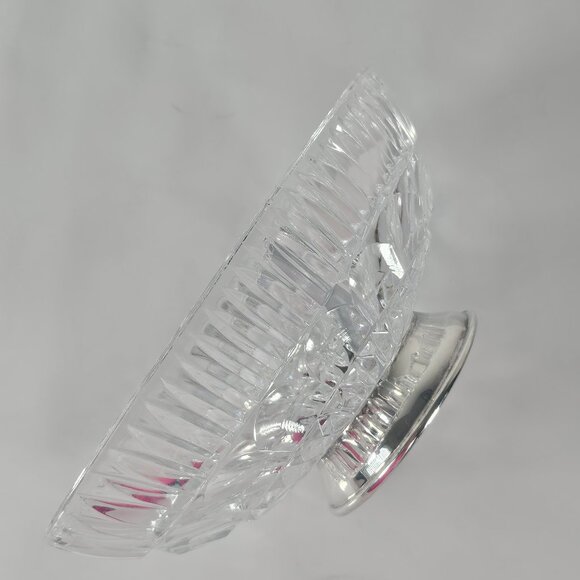 Towle Crystal William Adams Silver Plate Cut Divided 8" Oval Bowl Divided Dish - Picture 7 of 11